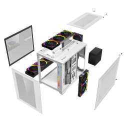 1STPLAYER SP7 White Mid Tower RGB Gaming Case