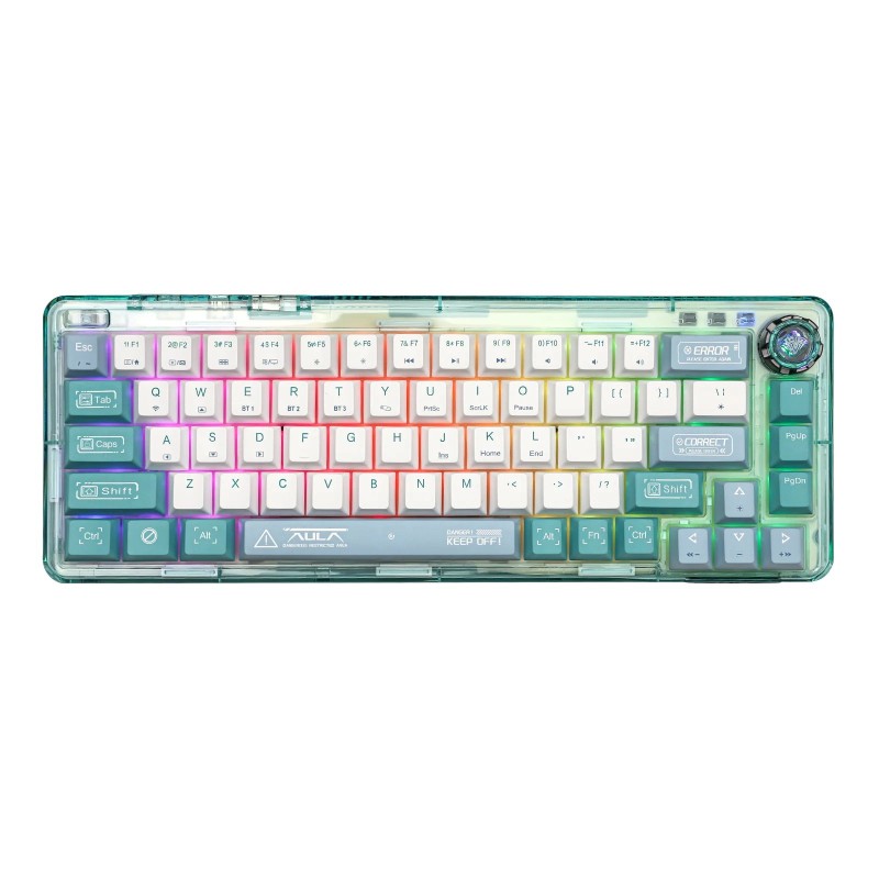 AULA F68 Hot Swappable White Switch Tri-mode Mechanical Gaming Keyboard