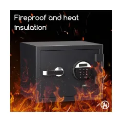 Deli ET580 Black Digital Safe Box (Key, Password & Fireproof)