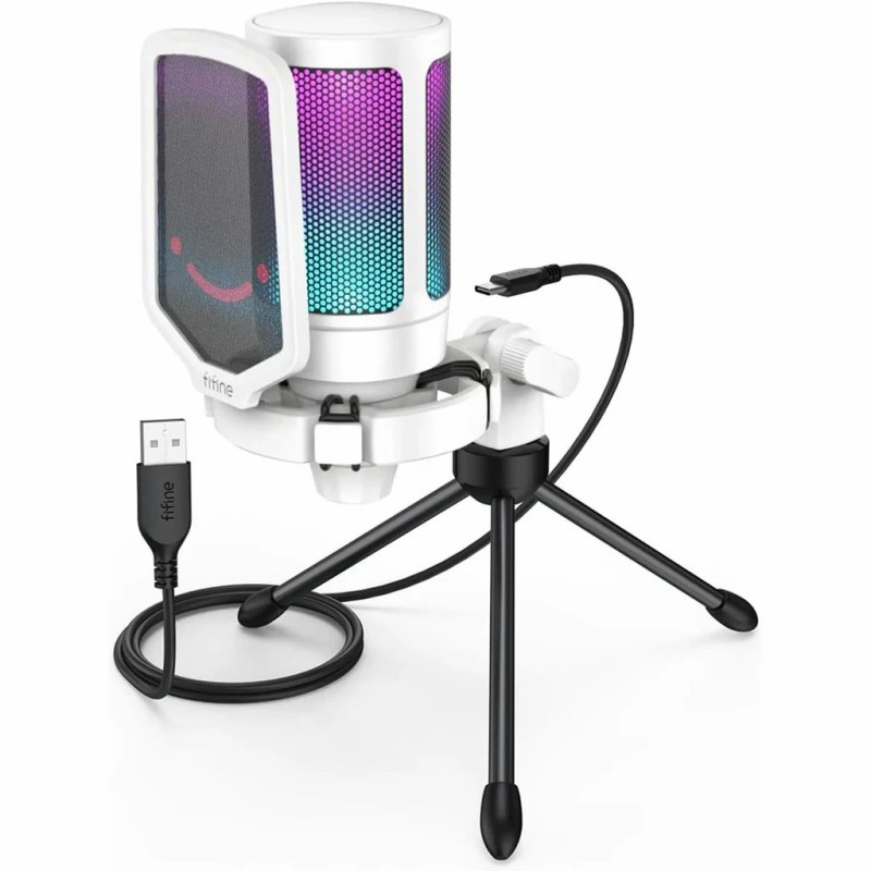 FIFINE AmpliGame A6T RGB USB Condenser Microphone With Boom Arm
