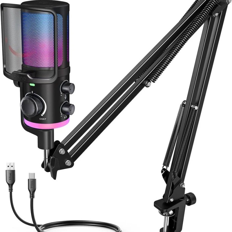 FIFINE AmpliGame AM6 RGB USB Microphone