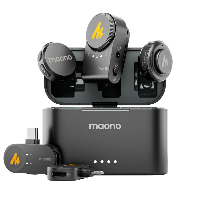 Maono Wave T5 Wireless Lavalier Microphone Combo Edition