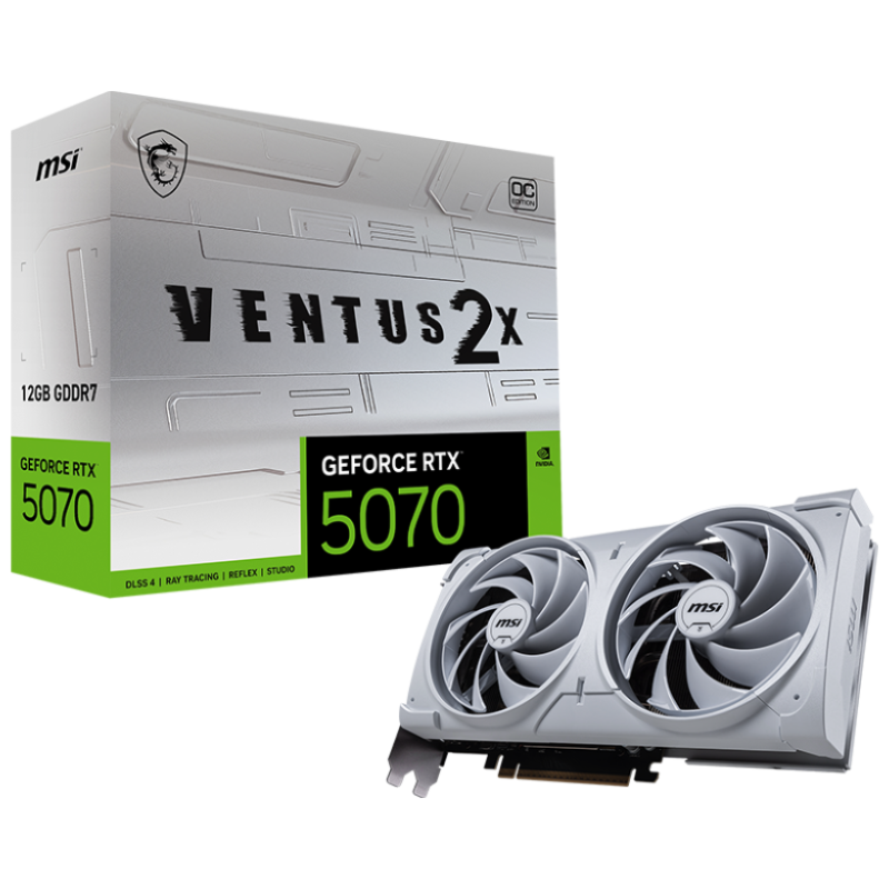 MSI GeForce RTX 5070 12G VENTUS 2X OC White GDDR7 Graphics Card MSI GeForce RTX 5070 12G VENTUS 2X OC White GDDR7 Graphics Card