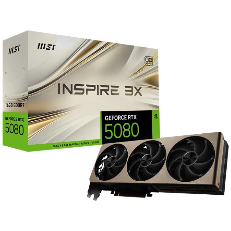MSI GeForce RTX 5080 16G INSPIRE 3X OC 16GB GDDR7 Graphics Card