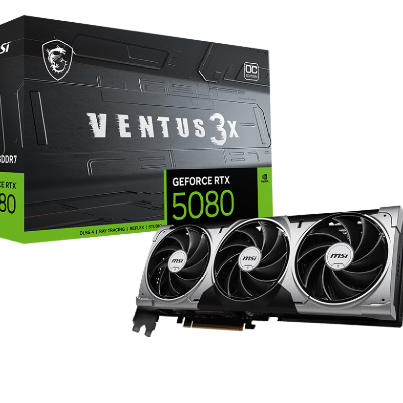 MSI GeForce RTX 5080 16G VENTUS 3X OC 16GB GDDR7 Graphics Card