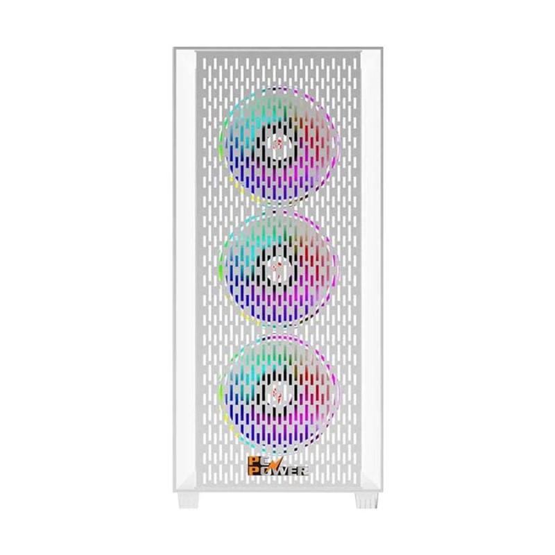 PC Power Flow White Mesh Mid Tower ATX Gaming Casing with Power Supply PC Power Flow White Mesh Mid Tower ATX Gaming Casing with Power Supply