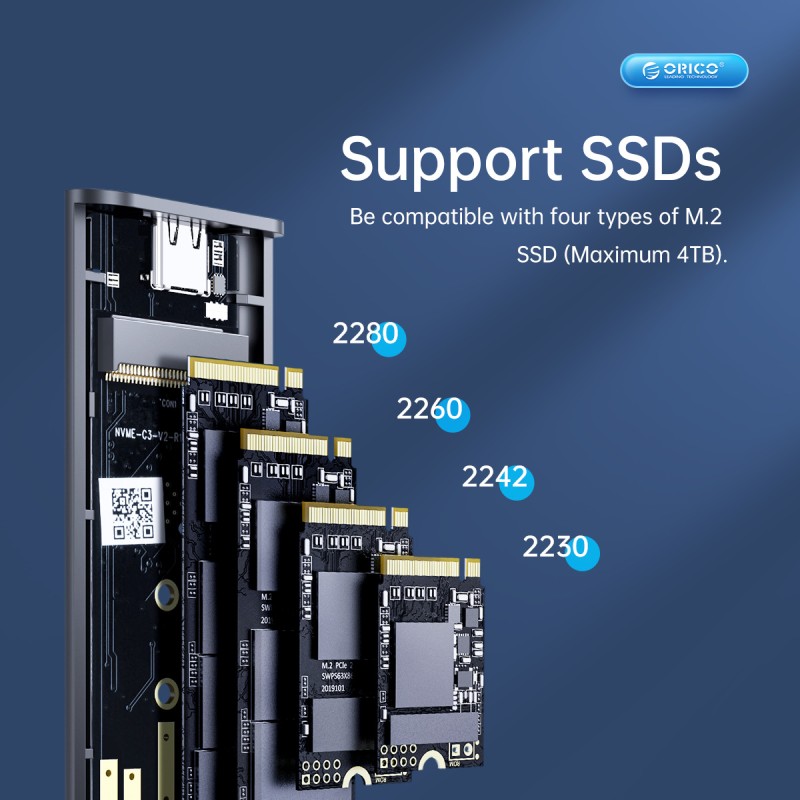 ORICO AM2C3-2SN Dual-bay M.2 NVME + SATA SSD Enclosure