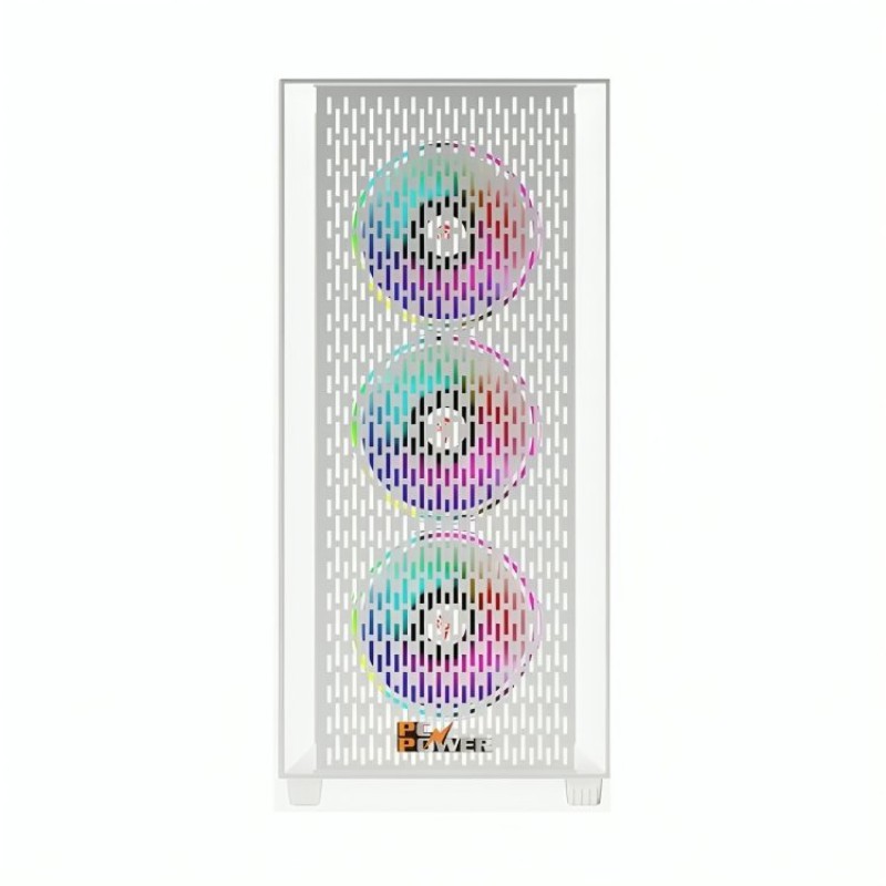 PC Power Flow White Light Mesh Mid Tower Gaming Casing PC Power Flow White Light Mesh Mid Tower Gaming Casing