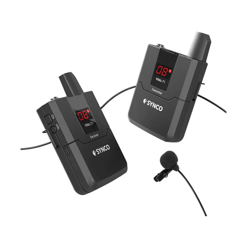 SYNCO WMic-T1 Camera-Mount 16-Channel UHF Wireless Lavalier Microphone System Black