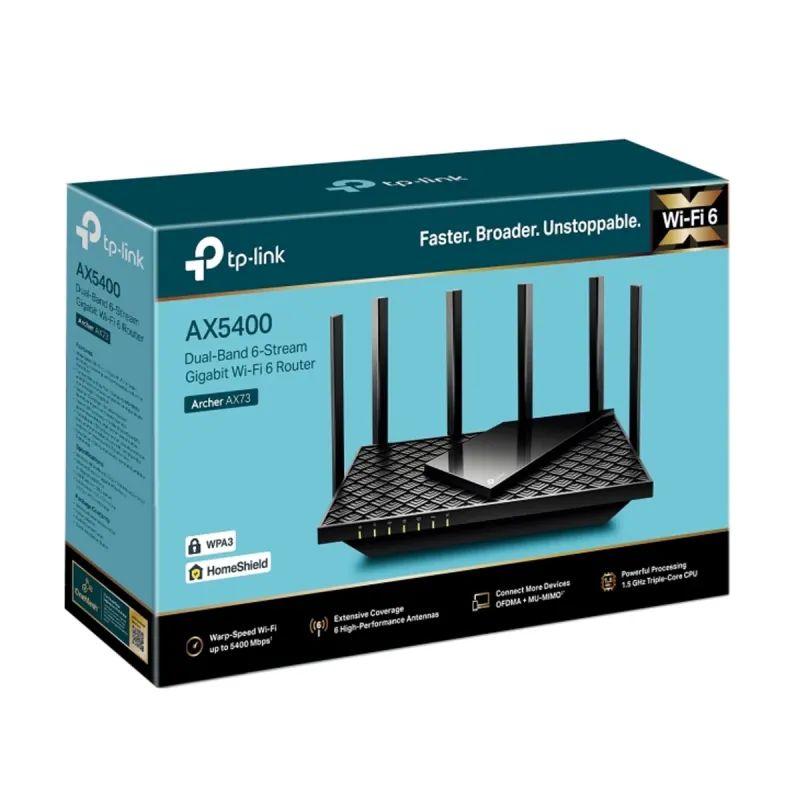 TP-Link Archer AX73 Wireless & Ethernet Dual-Band AX5400 Gigabit Router TP-Link Archer AX73 Wireless & Ethernet Dual-Band AX5400 Gigabit Router