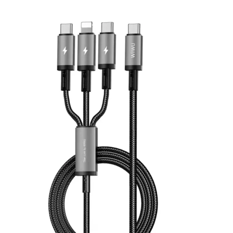 WiWU Wi-C060 3 in 1 66W USB C to Type-C+Type-C+IP Fast Charging Cable WiWU Wi-C060 3 in 1 66W USB C to Type-C+Type-C+IP Fast Charging Cable