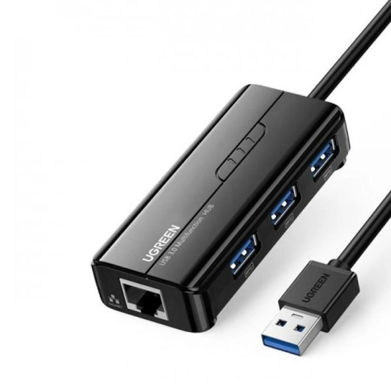 Ugreen 20265 USB Male to Tri USB & LAN Female Black Converter Ugreen 20265 USB Male to Tri USB & LAN Female Black Converter