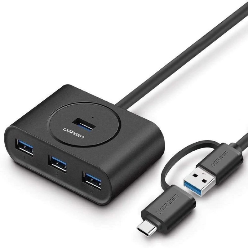 Ugreen CR113 (40850) USB & Type-C Male to Quad USB Female 1 Meter Black HUB