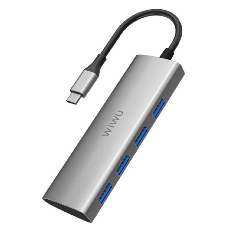 WiWU Alpha A440 4-in-1 USB Type-C Hub Gray WiWU Alpha A440 4-in-1 USB Type-C Hub Gray