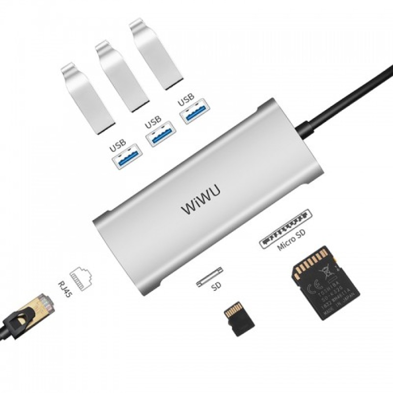 WiWU Alpha 631STR 6-in-1 Multi-function Type-C Hub Adapter WiWU Alpha 631STR 6-in-1 Multi-function Type-C Hub Adapter