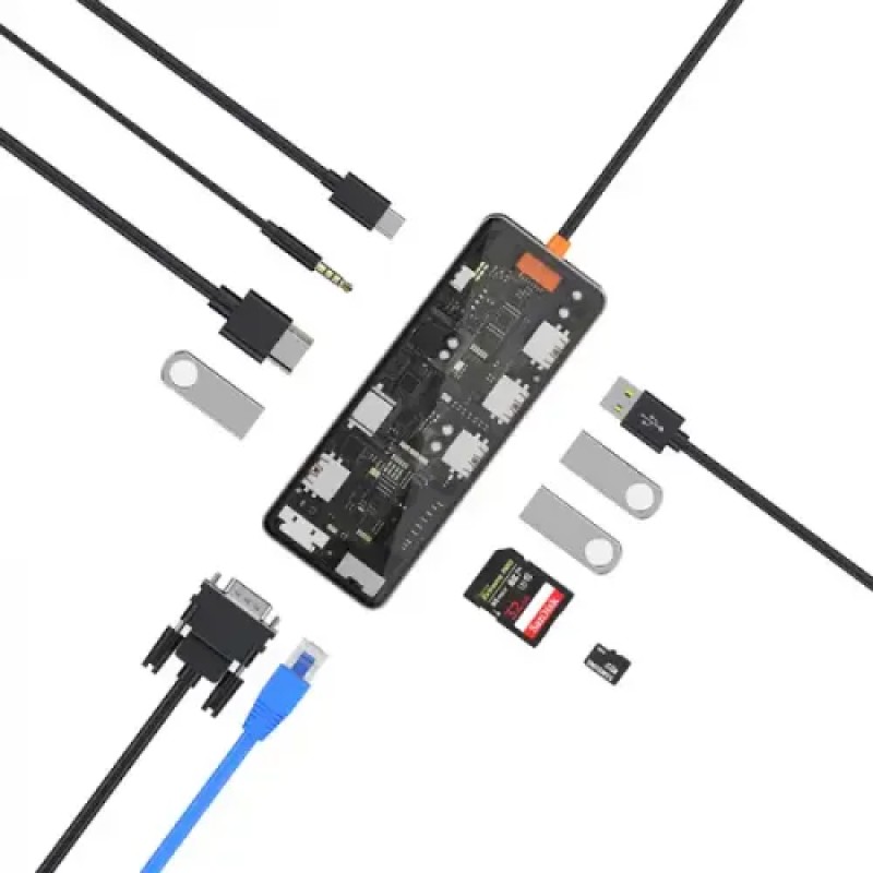 WiWU CB011 Transparent 11 IN 1 USB-C Hub WiWU CB011 Transparent 11 IN 1 USB-C Hub