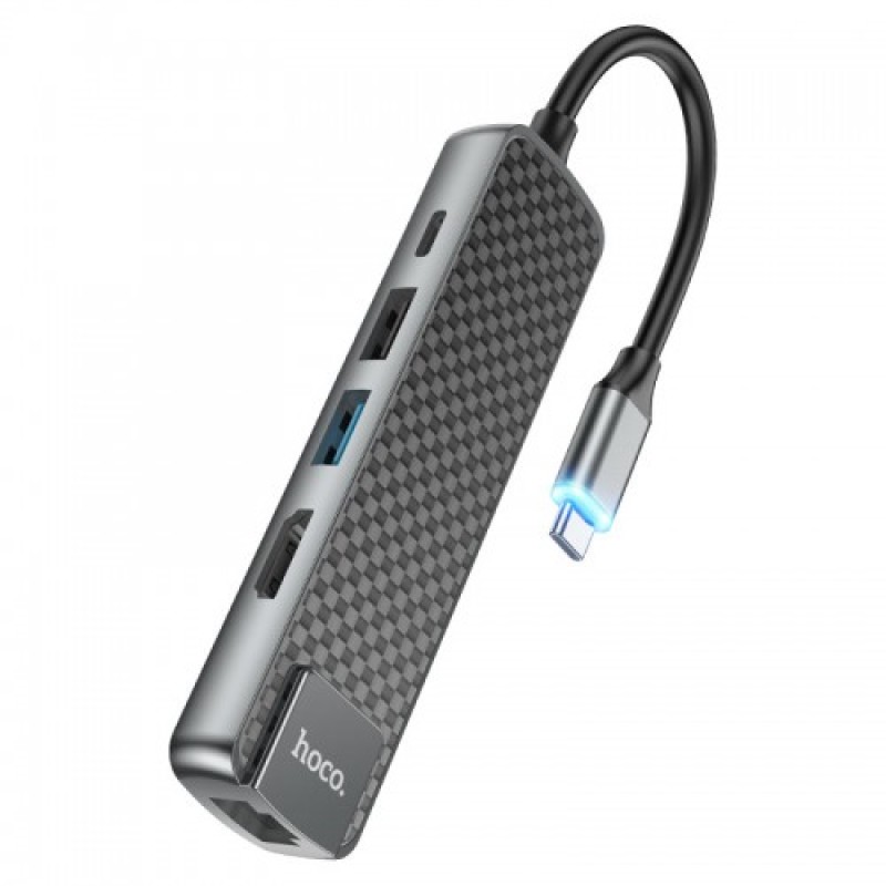 Hoco HB23 Easy view 5-in-1 Multimedia USB Type-C Hub Hoco HB23 Easy view 5-in-1 Multimedia USB Type-C Hub