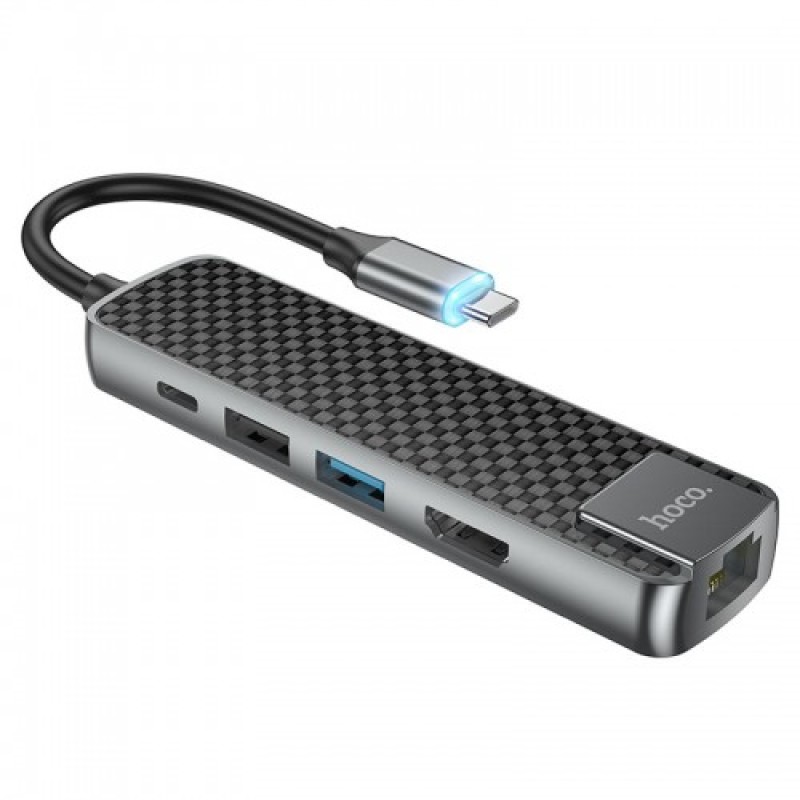 Hoco HB23 Easy view 5-in-1 Multimedia USB Type-C Hub Hoco HB23 Easy view 5-in-1 Multimedia USB Type-C Hub