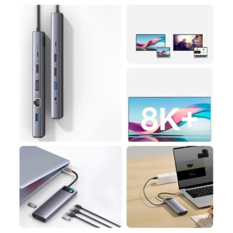 Baseus Metal Gleam Series 8-in-1 Multifunctional Type-C HUB Baseus Metal Gleam Series 8-in-1 Multifunctional Type-C HUB